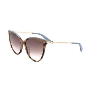 Longchamp Havana Nordic Sunglasses with Light Blue Accent